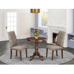 3-Pc Dining Table Set 2 Dining Padded Chairs And 1 Kitchen Table (Mahogany)