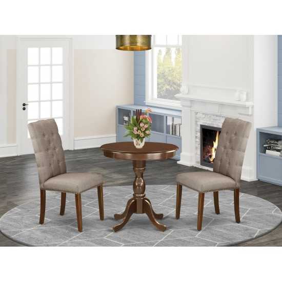 3-Pc Dining Table Set 2 Dining Padded Chairs And 1 Kitchen Table (Mahogany)