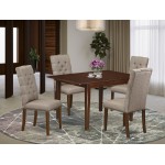 5Pc Dining Set- 4 Kitchen Parson Chairs, Butterfly Leaf Rectangle Table Solid Wood Frame -High Back & Mahogany Finish