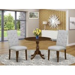 3Pc Dinette Set, 1 Drop Leaves Table, 2 Grey Parsons Chair, Acacia Walnut