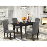 5Pc Dining Set, Nail Head Parson Chairs, Butterfly Leaf Wood Table, Black