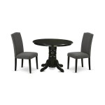 3Pc Round 42" Dinette Table, A Pair Of Parson Chair, Black Leg, Dark Gotham Grey