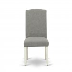 3Pc Round 42" Kitchen Table, Two 9-Inch Drop Leaves, Pair Of Parson Chair, Linen White Leg, Dark Shitake