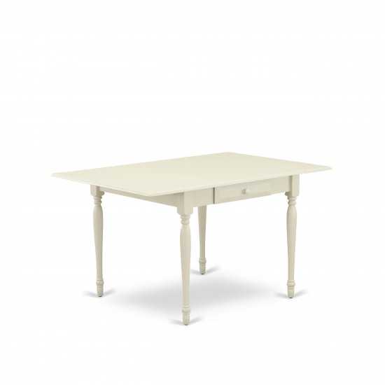 5Pc Dining Set, Wood Table, 4 Chairs, Shitake Color, Drop Leaf Table, Linen White