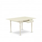 5Pc Dining Set, Wood Table, 4 Chairs, Shitake Color, Drop Leaf Table, Linen White