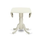 3Pc Round 42" Kitchen Table, Two 9-Inch Drop Leaves, Pair Of Parson Chair, Linen White Leg, Pu Leather Color Pond