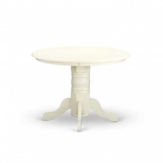 3Pc Round 42" Dinette Table, Pair Of Parson Chair, Linen White Leg, Pu Leather Color Pond