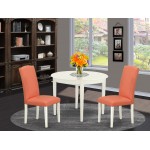 3Pc Round 42" Table, Two Parson Chair, White Leg, Pu Leather Color Pink Flamingo