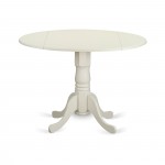 3Pc Round 42" Kitchen Table, Two 9-Inch Drop Leaves, Pair Of Parson Chair, Linen White Leg, Pu Leather Color Pink Flamingo