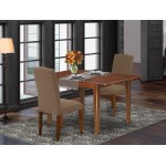 3Pc Rectangular 42/54" Dining Table, 12 In Butterfly Leaf, Pair Of Parson Chair, Mahogany Leg, Dark Coffee