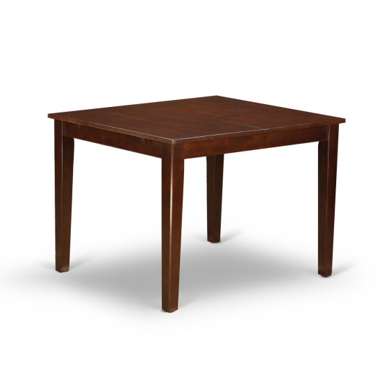 5Pc Rectangle 42/53.5" Dinette Table, 12 In Leaf, Four Parson Chair, Mahogany Leg, Dark Coffee