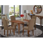 5Pc Rectangle 48/60" Kitchen Table, 12 In Butterfly Leaf, 4 Parson Chair, Mahogany Leg, Dark Coffee