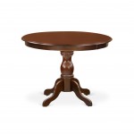 3 Pc Dining Set, Mahogany Wood Table, 2 Brown Faux Leather Chairs For Room, High Back, Mahogany Finish