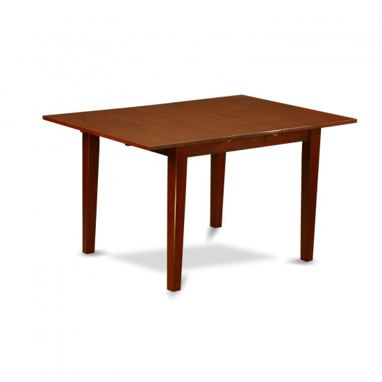 3Pc 48/60" Dinette Table, 12 In Self Storing Butterfly Leaf, 2 Parson Chair, Mahogany Leg, Brown Flaux Leather