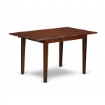 3Pc 48/60" Dinette Table, 12 In Self Storing Butterfly Leaf, 2 Parson Chair, Mahogany Leg, Brown Flaux Leather