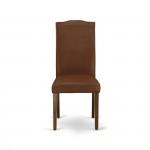 5Pc Rectangle 48/60" Kitchen Table, 12 In Butterfly Leaf, 4 Parson Chair, Mahogany Leg, Brown Flaux Leather