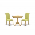 3 Pc Dinette Sets, 1 Dining Table, 2 Limelight Upholstered Dining Chairs High Back, Nail Heads- Oak Finish