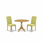 3 Pc Dining Set, Oak Small Table, 2 Limelight Chairs, High Back, Oak Finish