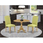 3 Pc Dining Set, Oak Small Table, 2 Limelight Chairs, High Back, Oak Finish