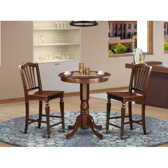 3 Pc Pub Table Set - Kitchen Table And 2 Counter Height Stool