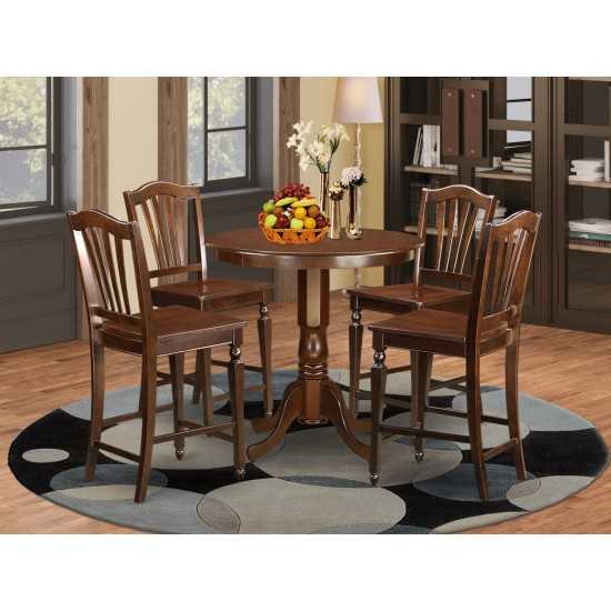 5 Pc Dining Counter Height Set - Counter Height Table And 4 Bar Stools