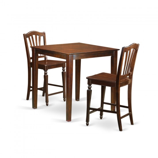 3 Pc Dining Counter Height Set-Pub Table And 2 Dinette Chairs