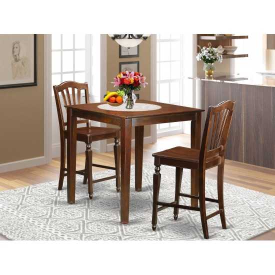 3 Pc Dining Counter Height Set-Pub Table And 2 Dinette Chairs