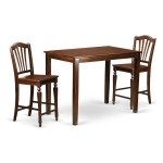 3 Pc Counter Height Dining Room Set - Counter Height Table And 2 Bar Stools