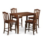 5 Pc Counter Height Table And Chair Set-Pub Table And 4 Dining Chairs