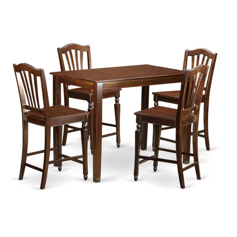 5 Pc Counter Height Table And Chair Set-Pub Table And 4 Dining Chairs