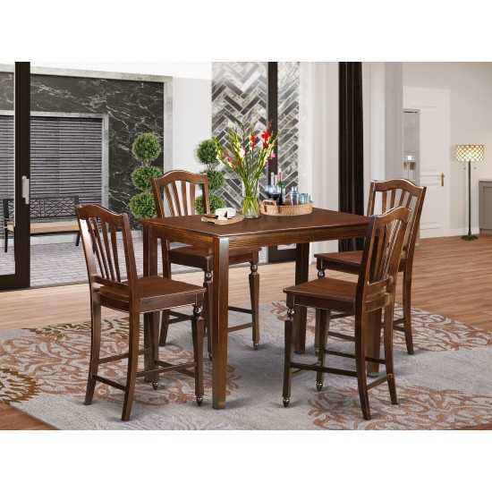 5 Pc Counter Height Table And Chair Set-Pub Table And 4 Dining Chairs