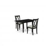 3-Pc Dining Table Set 2 Dining Chairs, Butterfly Leaf Dinette Table, Black