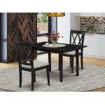 3-Pc Dining Table Set 2 Dining Chairs, Butterfly Leaf Dinette Table, Black