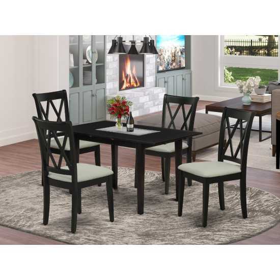 5-Pc Wood Dinette Set 4 Dining Chair, Butterfly Leaf Wood Table, Black