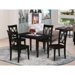 5Pc Wood Dining Table Set2 Dining Chairs, Butterfly Leaf Dining Table, Black