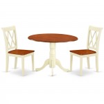 Dlcl3-Bmk-W 3Pc Round 42 Inch Table And 2 Double X Back Chairs