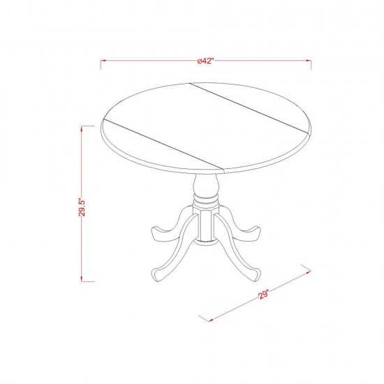 Dlcl5-Bmk-W 5Pc Round 42 Inch Table And 4 Double X Back Chairs