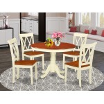 Hlcl5-Bmk-W 5Pc Round 42 Inch Table And 4 Double X Back Chairs