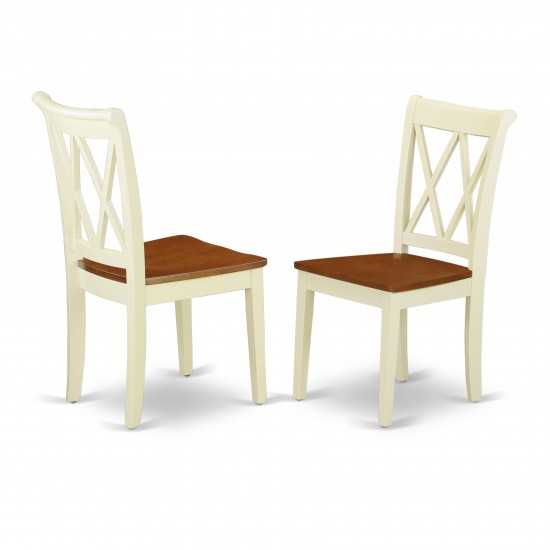 Dining Set 3 Pcs- 2 Wood Chairs, Table, Cherry Finish Solid Wood Chair Seat, Top, Buttermilk Finish Solid Wood Frame.