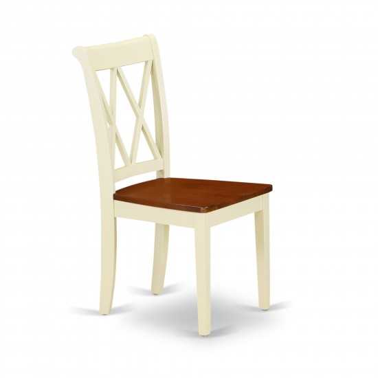 Dining Set 3 Pcs- 2 Wood Chairs, Table, Cherry Finish Solid Wood Chair Seat, Top, Buttermilk Finish Solid Wood Frame.