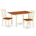 3Pc Rectangular 42/53.5 Inch Table With 12 In Leaf And 2 Double X Back Chairs