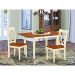 3Pc Rectangular 42/53.5 Inch Table With 12 In Leaf And 2 Double X Back Chairs