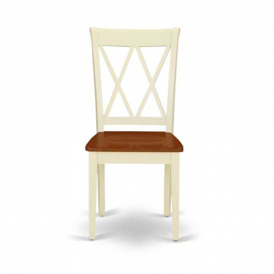 5Pc Rectangular 42/53.5 Inch Table With 12 In Leaf And 4 Double X Back Chairs