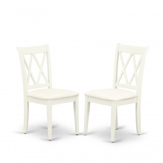 3 Pc Dining Set, 1 Drop Leaves Wood Table, 2 Linen White Chairs, Double X-Back, Linen White Finish