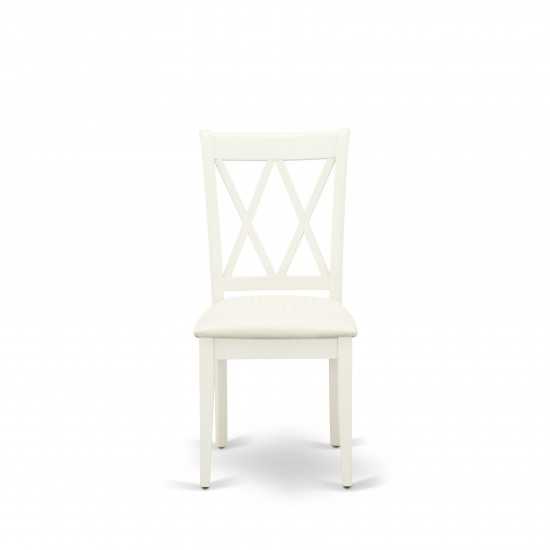 3 Pc Dining Set, 1 Drop Leaves Wood Table, 2 Linen White Chairs, Double X-Back, Linen White Finish