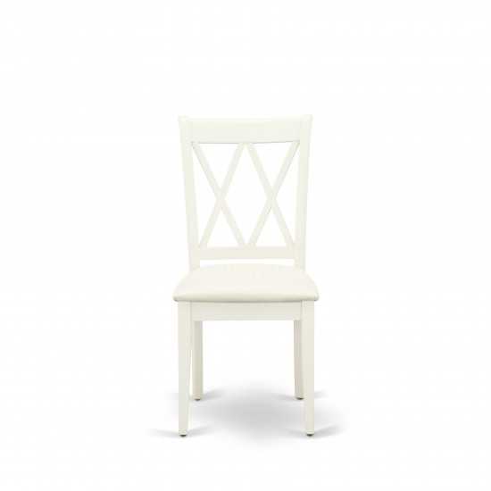 5 Pc Dinning Set, 1 Drop Leaves Dining Table, 4 Linen White Dining Chairs, Double X-Back, Linen White Finish