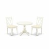 3 Pc Set, Linen White Small Dining Table, 2 Linen White Kitchen & Dining Chairs, Double X-Back, Linen White Finish