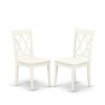 3 Pc Set, Linen White Small Dining Table, 2 Linen White Kitchen & Dining Chairs, Double X-Back, Linen White Finish