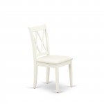 3 Pc Set, Linen White Small Dining Table, 2 Linen White Kitchen & Dining Chairs, Double X-Back, Linen White Finish