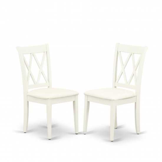 3Pc Dinette Set, Rounded Kitchen Table, Two Dining Chairs, Linen White Finish